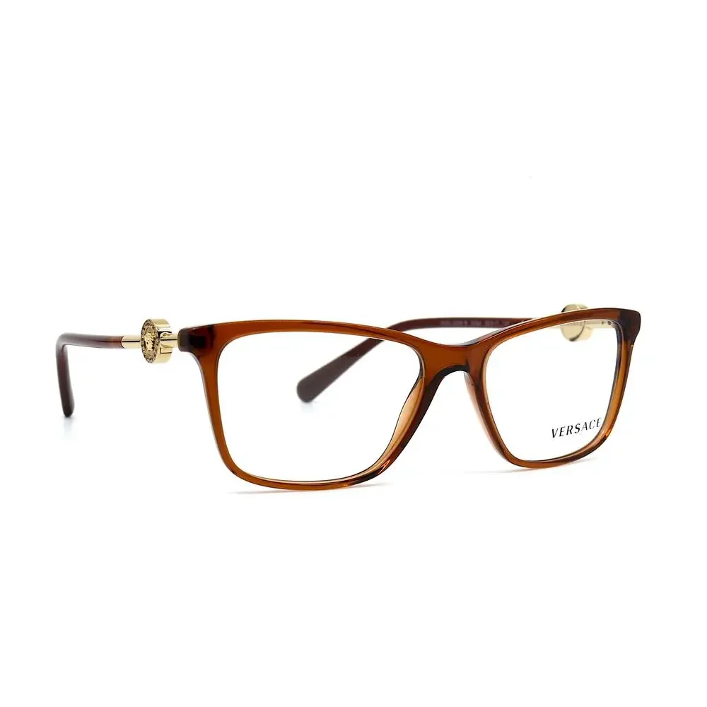 NEW VERSACE VE3299B 5324 TRANSPARENT BROWN AUTHENTIC EYEGLASSES FRAME